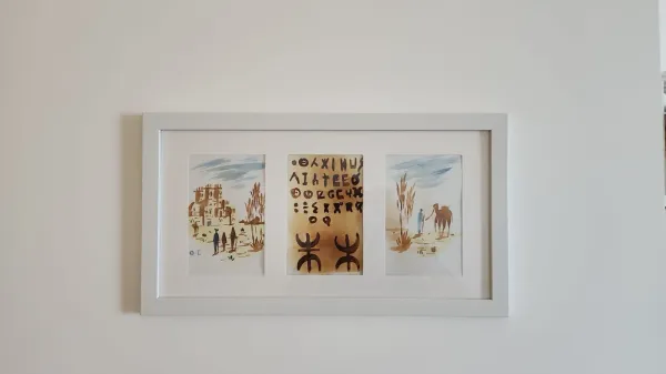 Berber Picasso's invisible ink artwork with Temazgha script